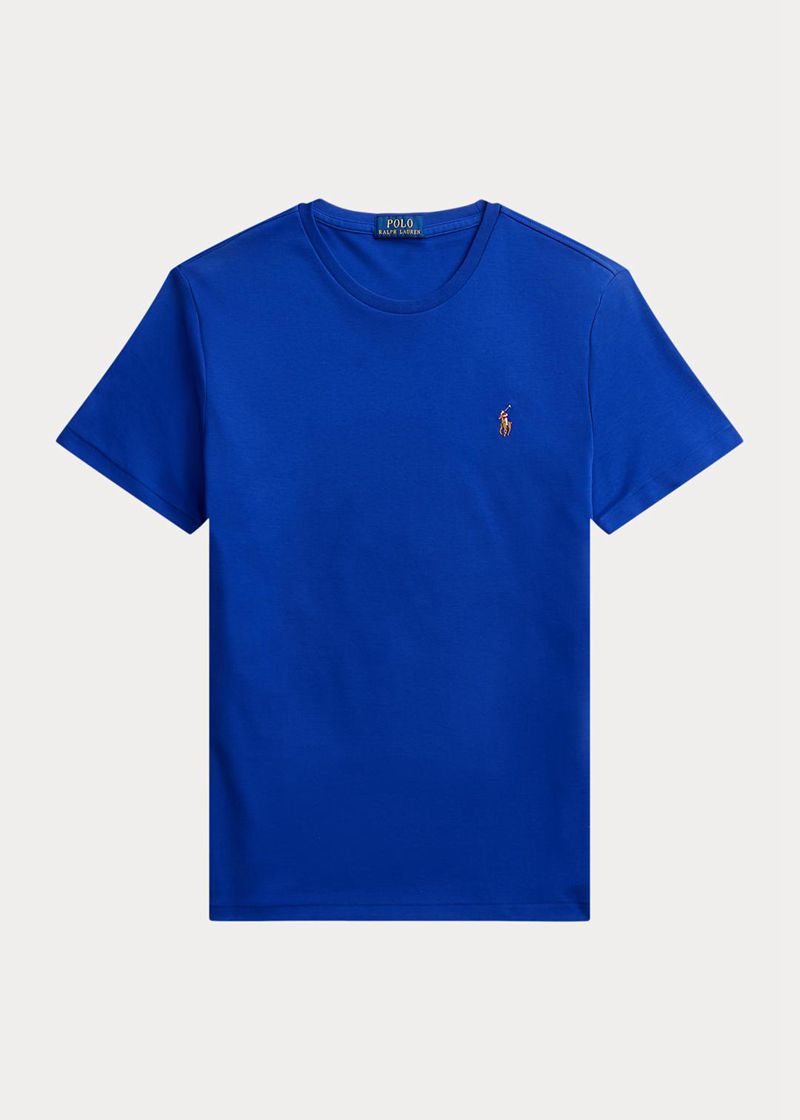 Camiseta Polo Ralph Lauren Hombre Custom Slim Fit Soft Cotton Chile Azules VAQGE-1325